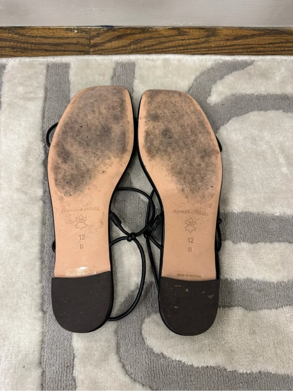 Loeffler Randall Black Minimalist Strappy Flat Sandals